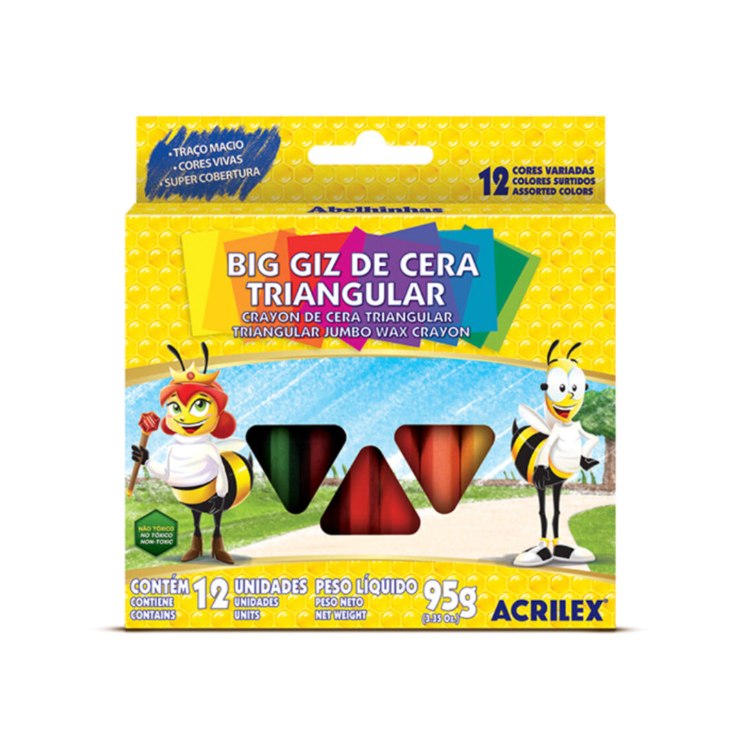Acrilex Triangular Jumbo Wax Crayons 12's