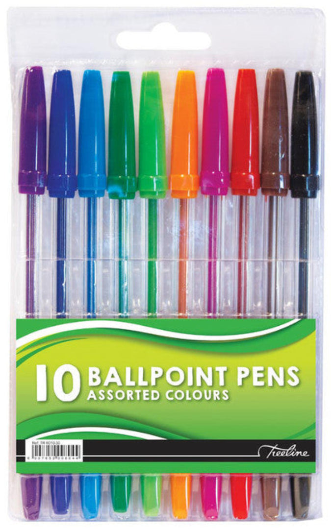 Treeline Ballpoint Pens Assorted Colours 10's