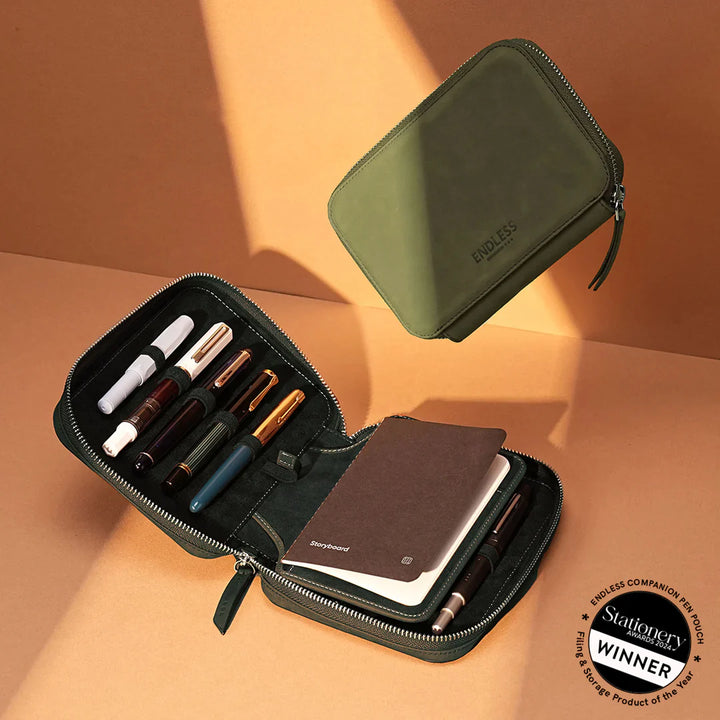 Endless Companion Leather 10 Pen Adjustable Pouch- Green