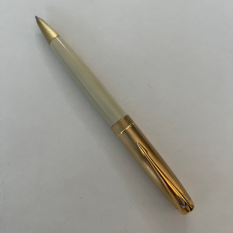 Pre-Loved Parker 100 Honey White Gold Trim Ballpoint Pen