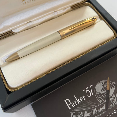 Pre-Loved Parker 100 Honey White Gold Trim Ballpoint Pen