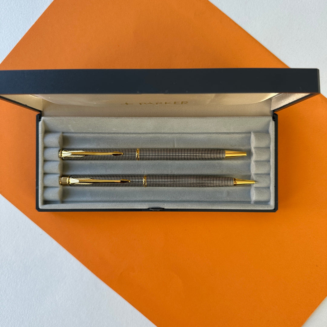 Parker Insignia Sterling Silver Ballpoint Pen and Pencil Set - New Old Stock