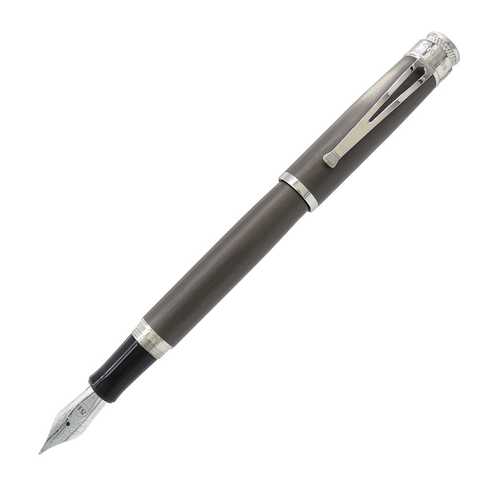 Retro 51 Tornado Fountain Pen Black Nickel with Platinum