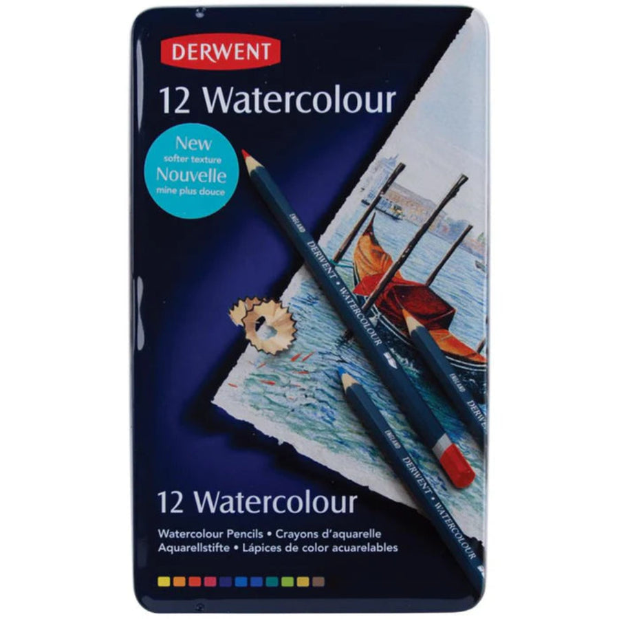 Derwent Watercolour Pencils 12's in Metal Tin