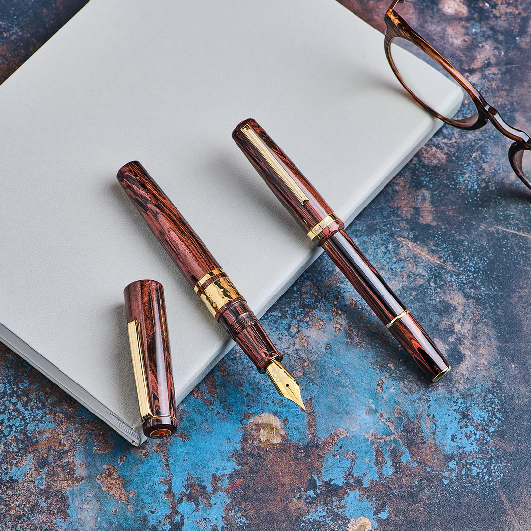Esterbrook Model J & JR Red Ebonite Fountain Pen with Gold Trim