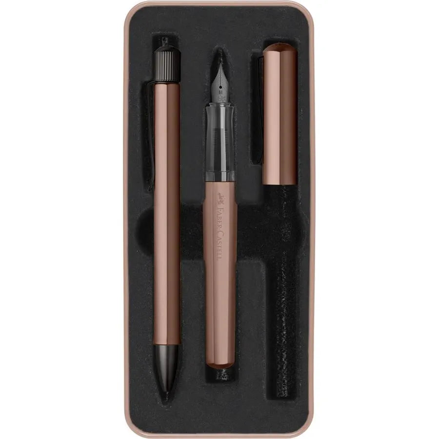 Faber-Castell Hexo Bronze Fountain Pen and Ballpoint Pen Gift Set