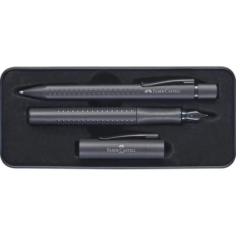 Faber-Castell Grip Fountain and Ball Pen Gift Set - All Black