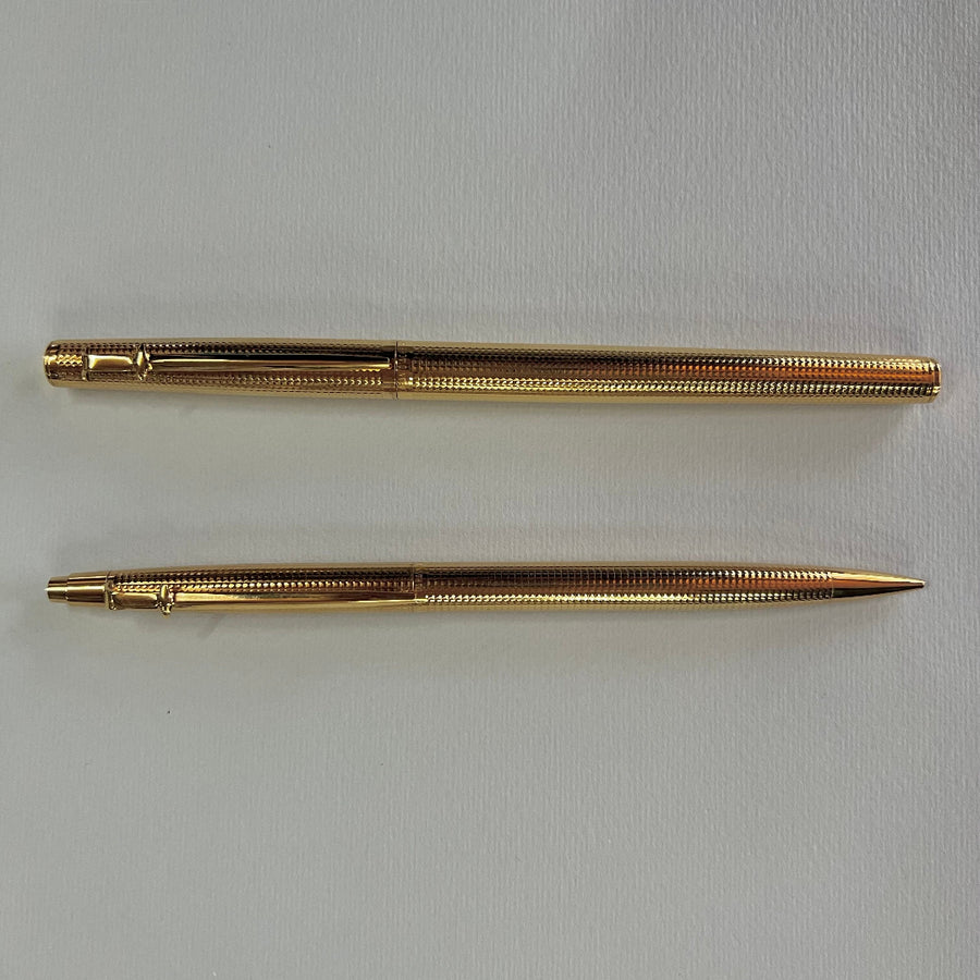 Caran d'Ache Madison Cisele Gold-Plated SET Rollerball and Pencil Set