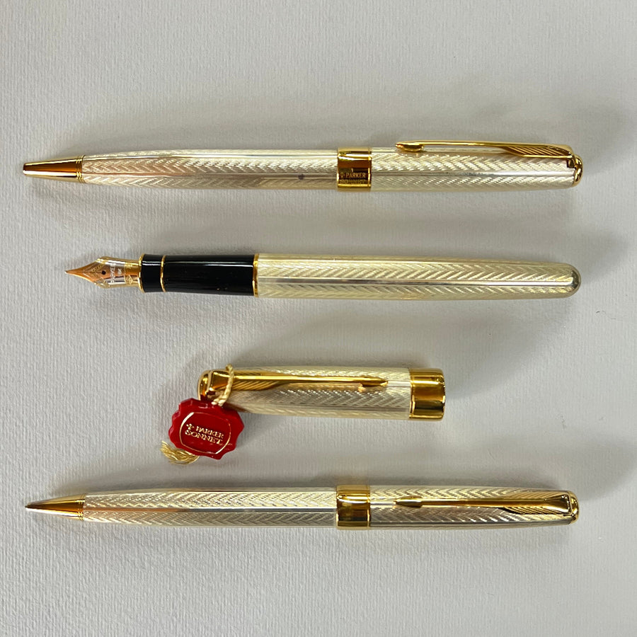 Parker Sonnet Fougère Sterling Silver Pen & Pencil Set
