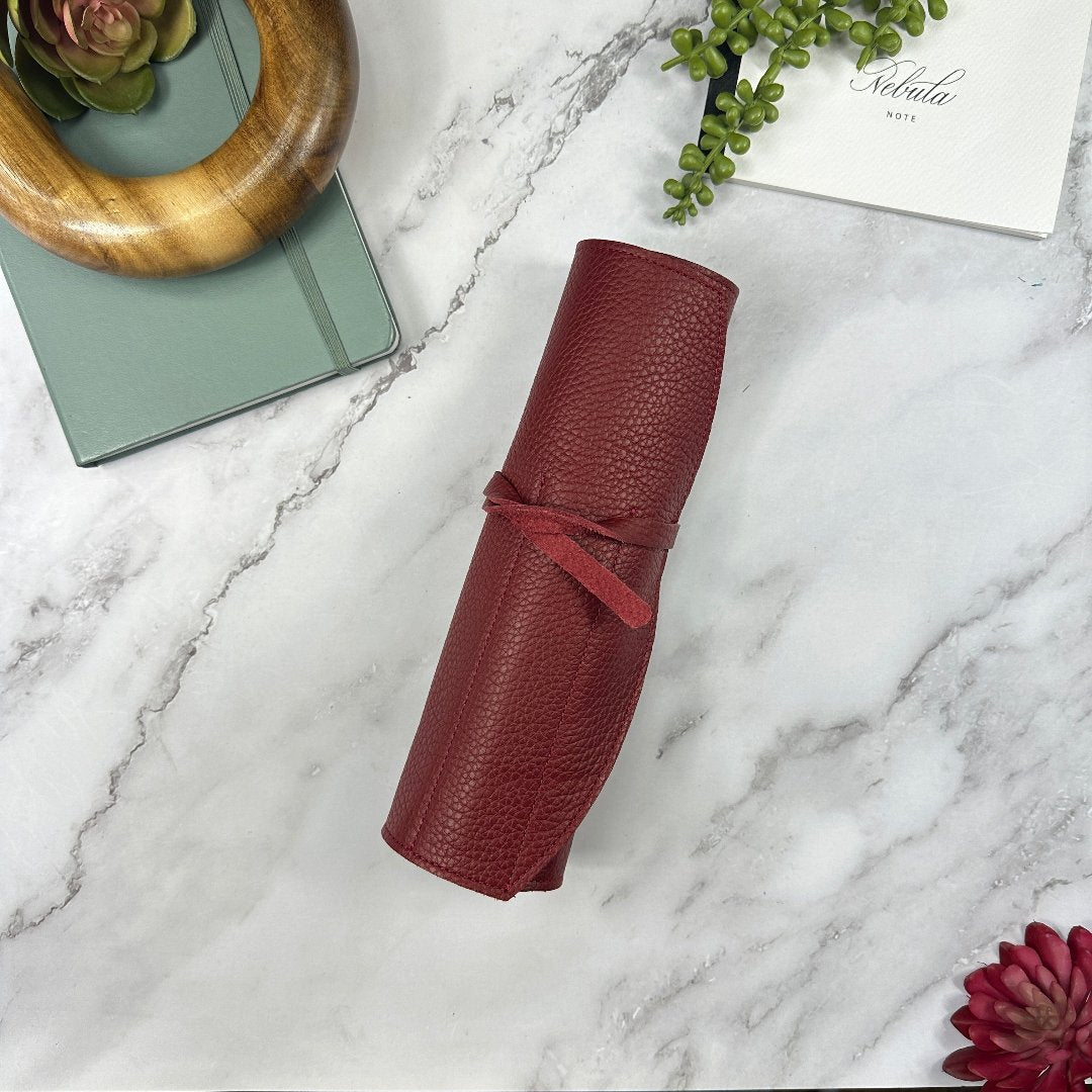 Girologio 10 Pen Roll Crimson Ember- Leather