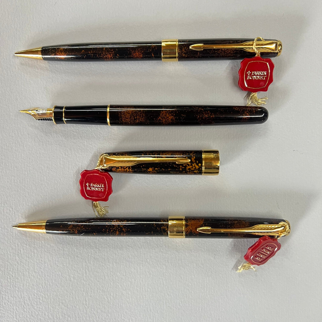 Parker Sonnet Premier Vision Bison Fonce (Dark Brown) with Copper-coloured Flex Set