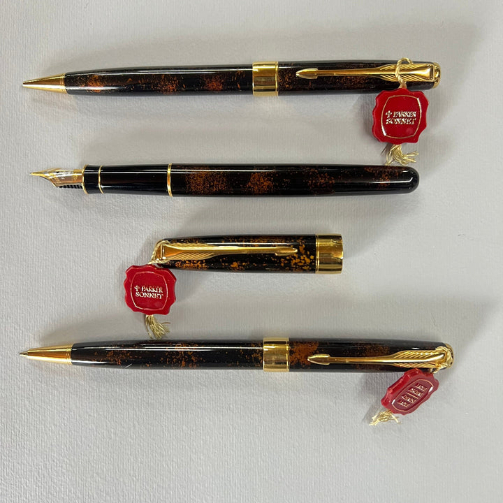 Parker Sonnet Premier Vision Bison Fonce (Dark Brown) with Copper-coloured Flex Set