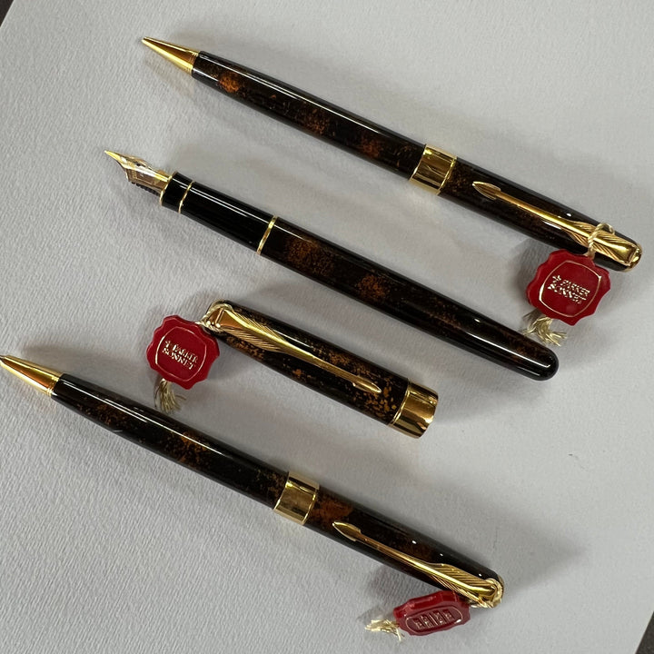Parker Sonnet Premier Vision Bison Fonce (Dark Brown) with Copper-coloured Flex Set