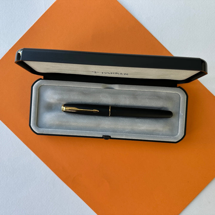Parker Sonnet Matte Black Gold Trim Fountain Pen - New Old Stock