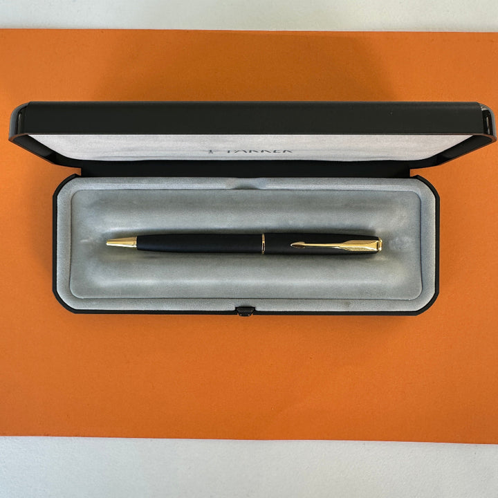 Parker Sonnet Matte Black Gold Trim Ballpoint Pen - New Old Stock