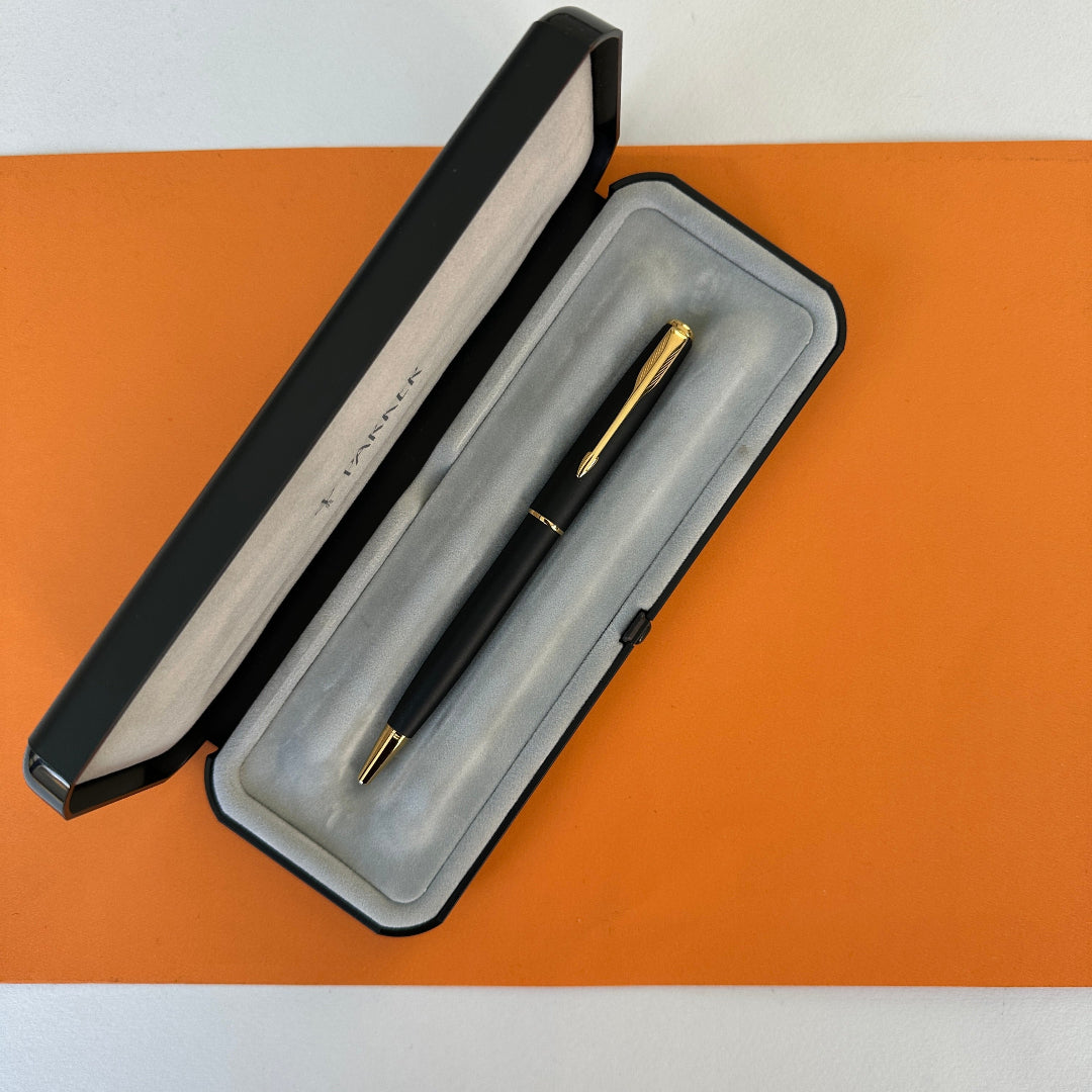 Parker Sonnet Matte Black Gold Trim Ballpoint Pen - New Old Stock