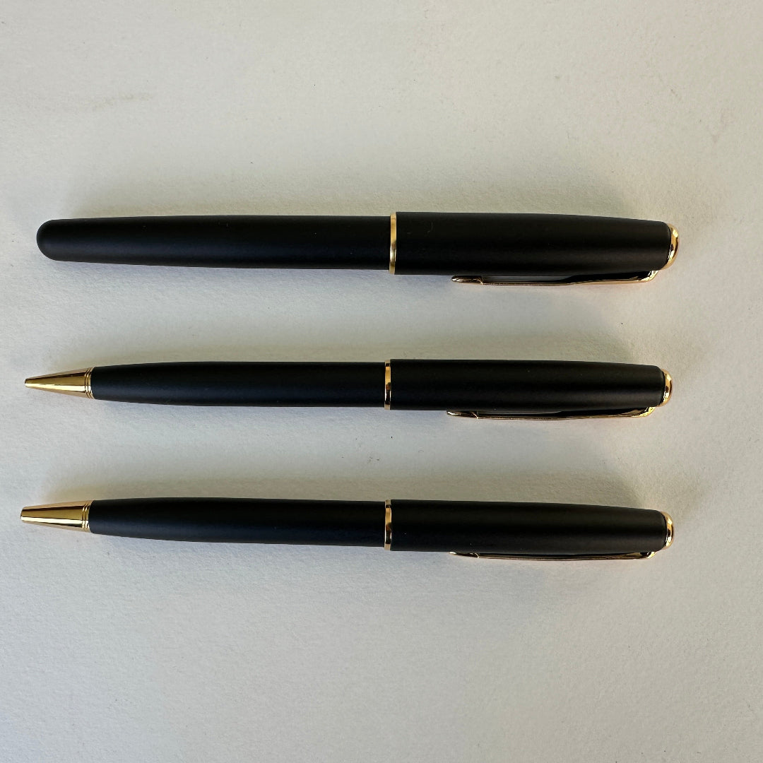 Parker Sonnet Matte Black Gold Trim Pen Set - New Old Stock