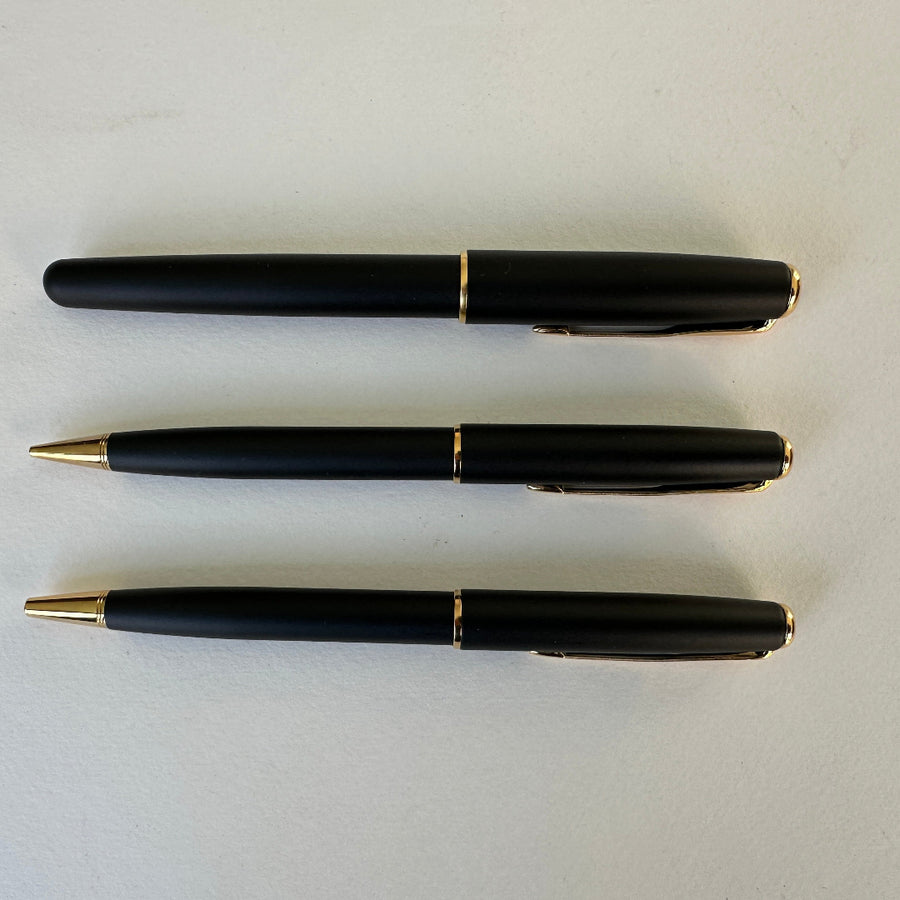 Parker Sonnet Matte Black Gold Trim Pen Set - New Old Stock