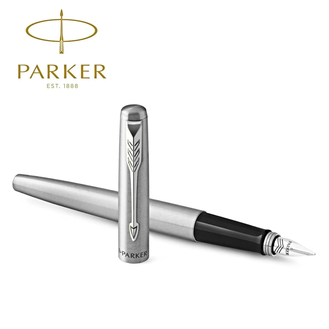 Parker Jotter Stainless Steel Gold Trim Ballpoint & Fountain Pen Set