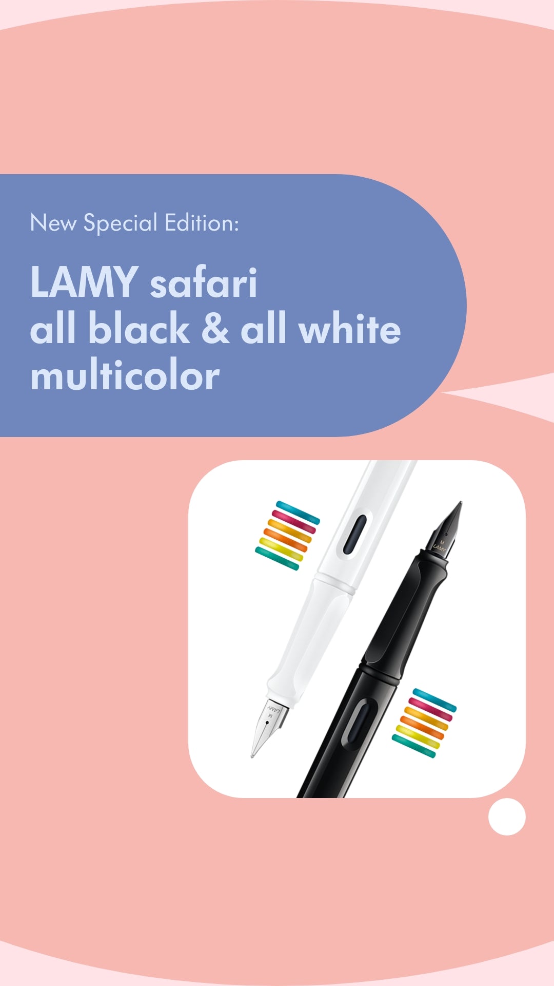 LAMY safari Fountain Pen - all black-multi ring set (Special Edition)