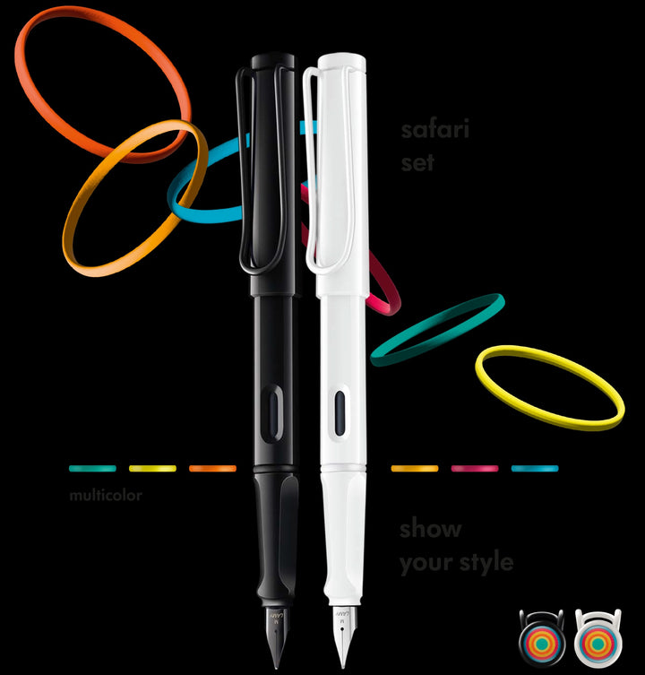 LAMY safari Fountain Pen - all white-multi ring set (Special Edition)