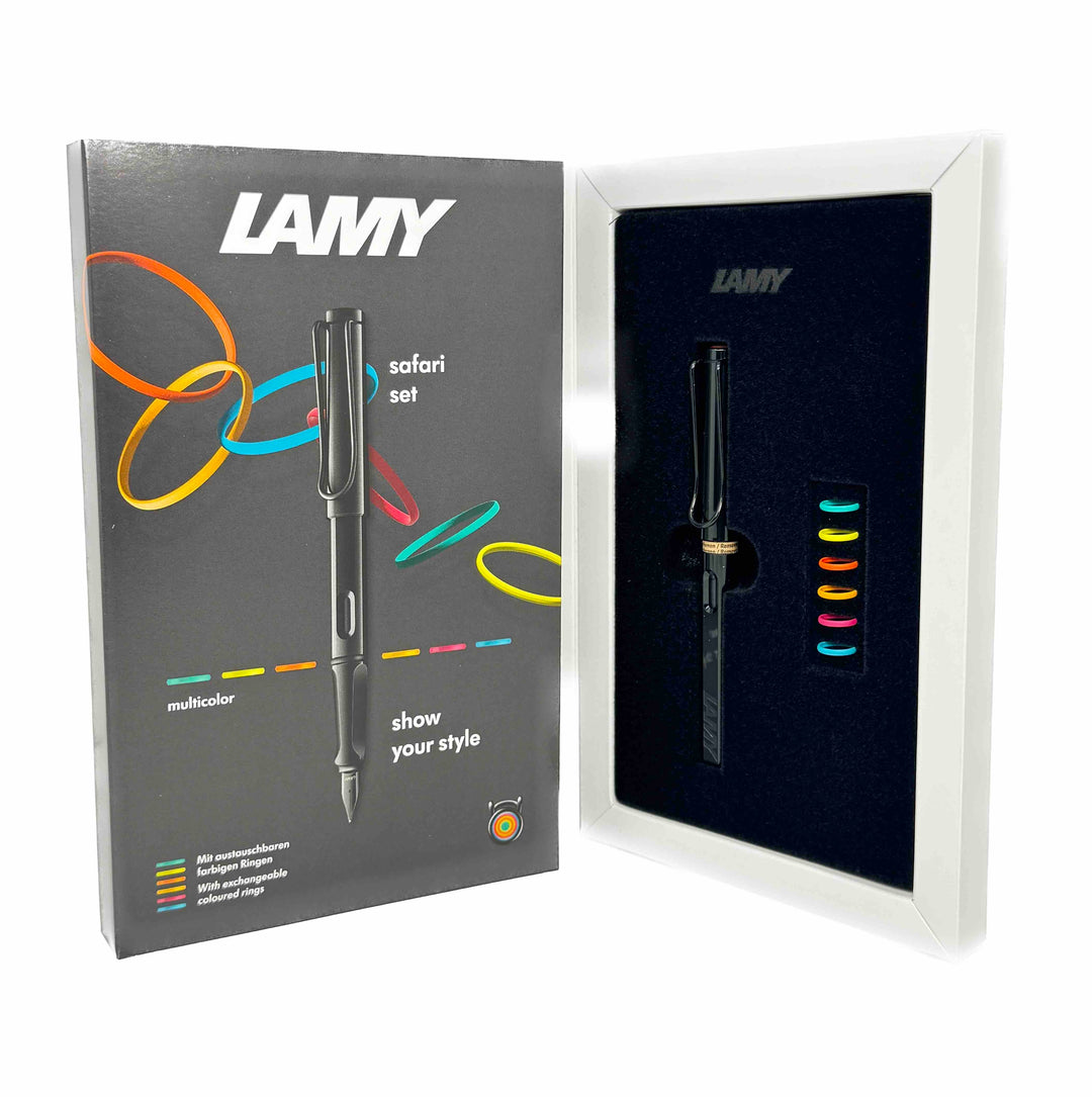 LAMY safari Fountain Pen - all black-multi ring set (Special Edition)