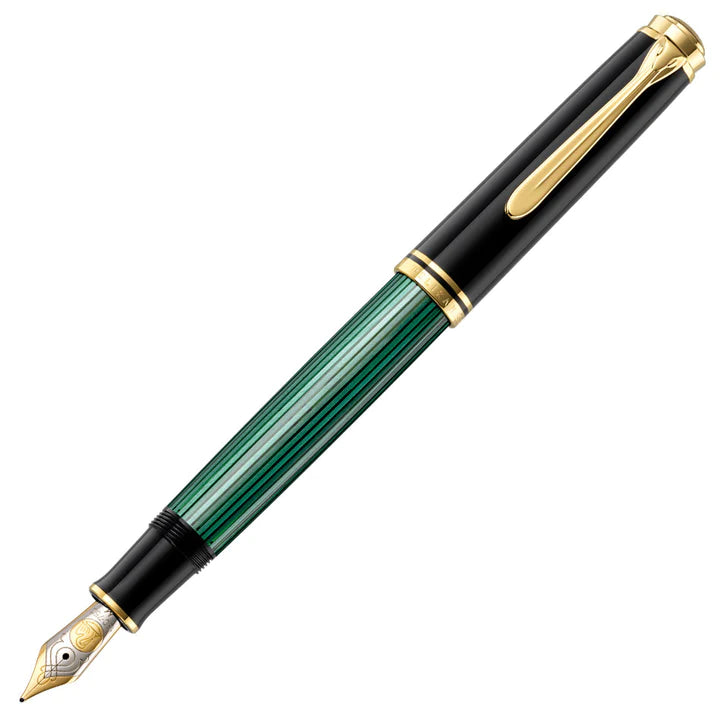 Pelikan M809 Souveran Black Green Fountain Pen with Gold - FINE