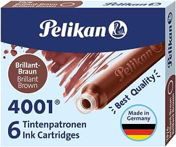Pelikan 4001 TP/6 Fountain Pen Ink Cartridges -3 Pack Brown