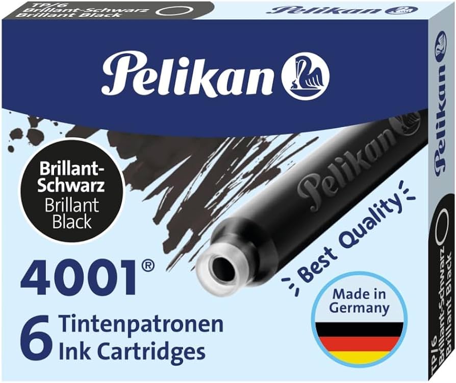 Pelikan 4001 TP/6 Fountain Pen Ink Cartridges -3 Pack Black