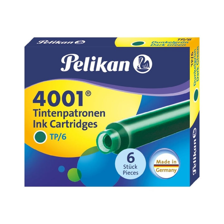 Pelikan 4001 TP/6 Fountain Pen Ink Cartridges -3 Pack Green