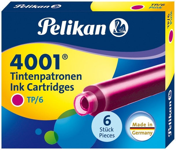 Pelikan 4001 TP/6 Fountain Pen Ink Cartridges -3 Pack Pink