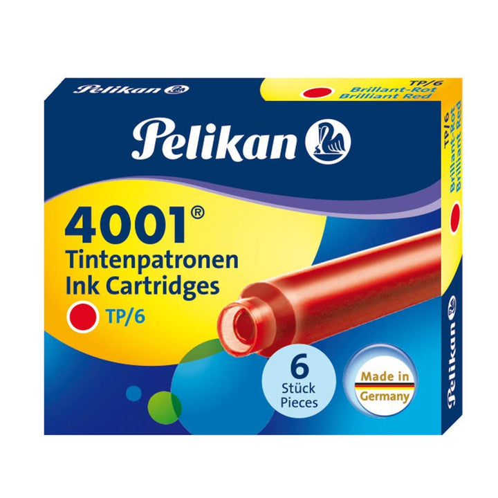 Pelikan 4001 TP/6 Fountain Pen Ink Cartridges -3 Pack Red