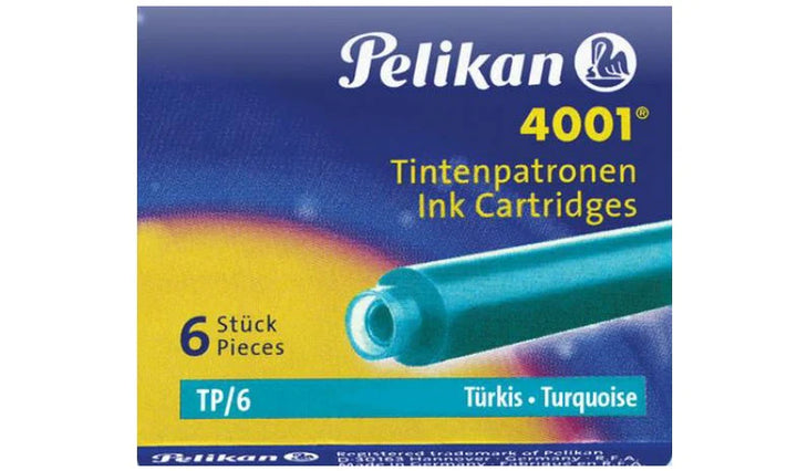 Pelikan 4001 TP/6 Fountain Pen Ink Cartridges -3 Pack Turquoise