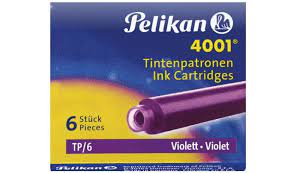 Pelikan 4001 TP/6 Fountain Pen Ink Cartridges -3 Pack Violet