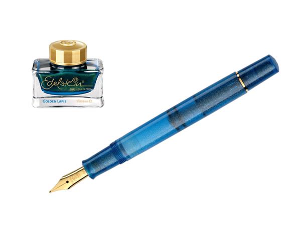 Pelikan M200 Gift Set M200 Golden Lapis Fountain Pen and Ink
