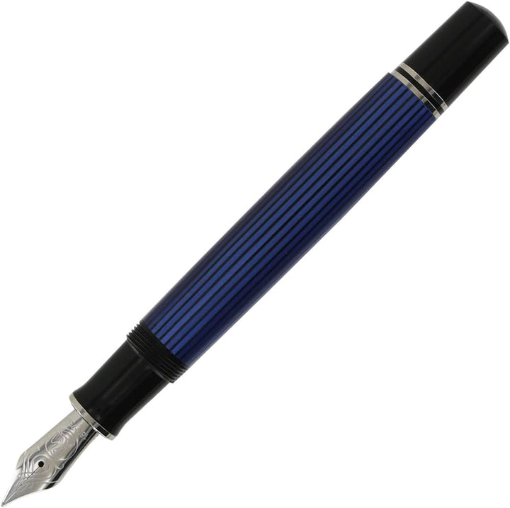 Pelikan M800 Souveran Black Blue Fountain Pen Silver-Plated - MEDIUM