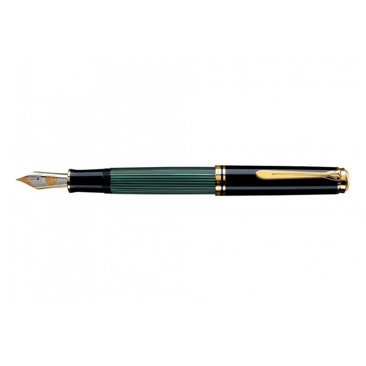 Pelikan M809 Souveran Black Green Fountain Pen with Gold - FINE