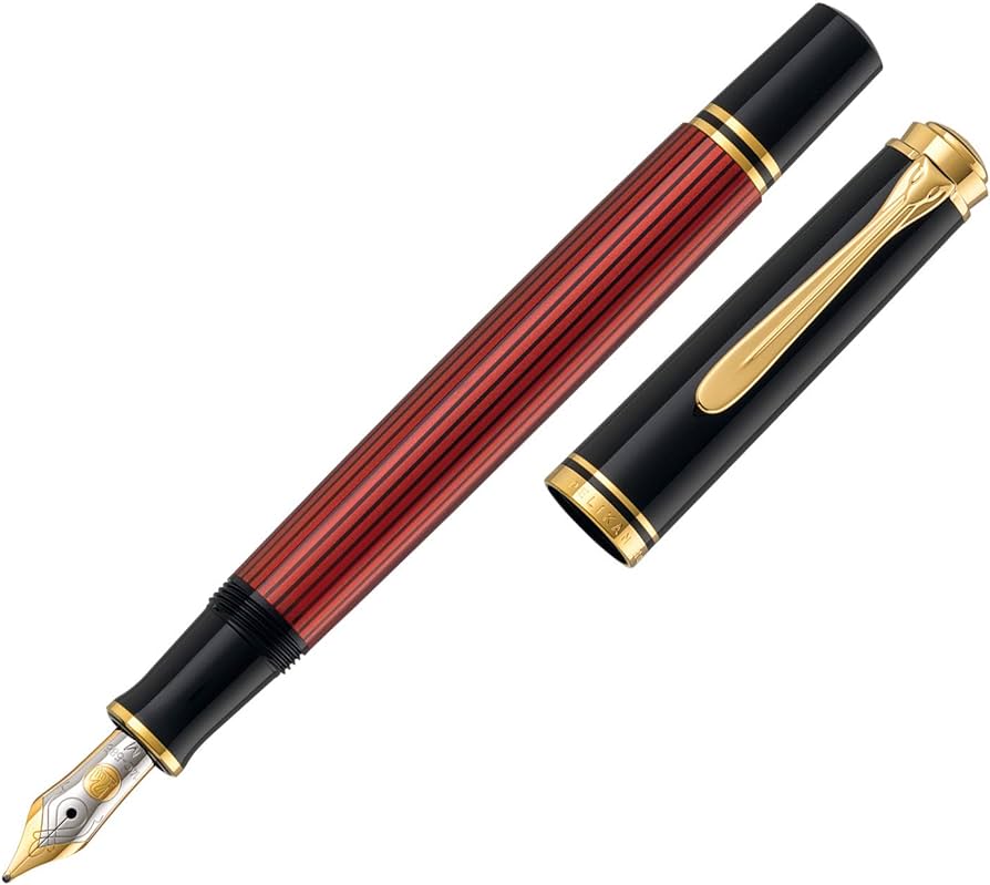 Pelikan M800 Souveran Black Red Fountain Pen with Gold