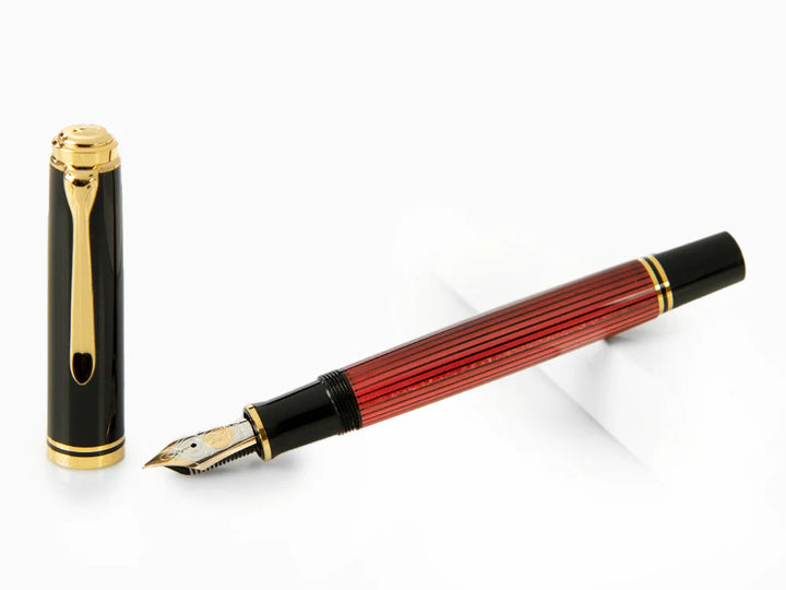 Pelikan M800 Souveran Black Red Fountain Pen with Gold