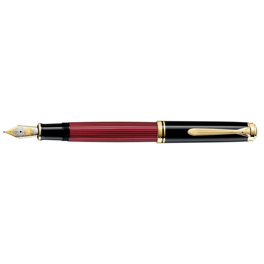 Pelikan M800 Souveran Black Red Fountain Pen with Gold
