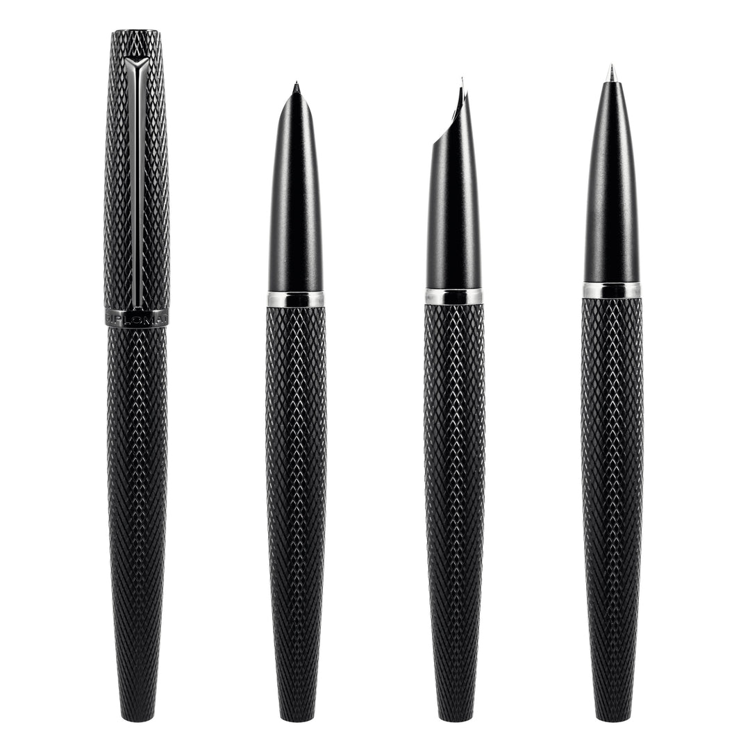 Diplomat Viper Fountain Pen - Black Guilloche F/M