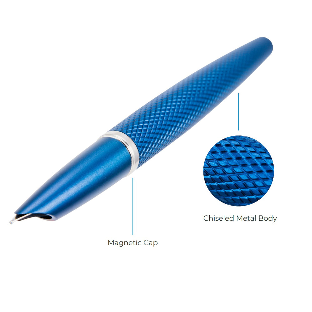 Diplomat Viper Fountain Pen - Blue Guilloche F/M