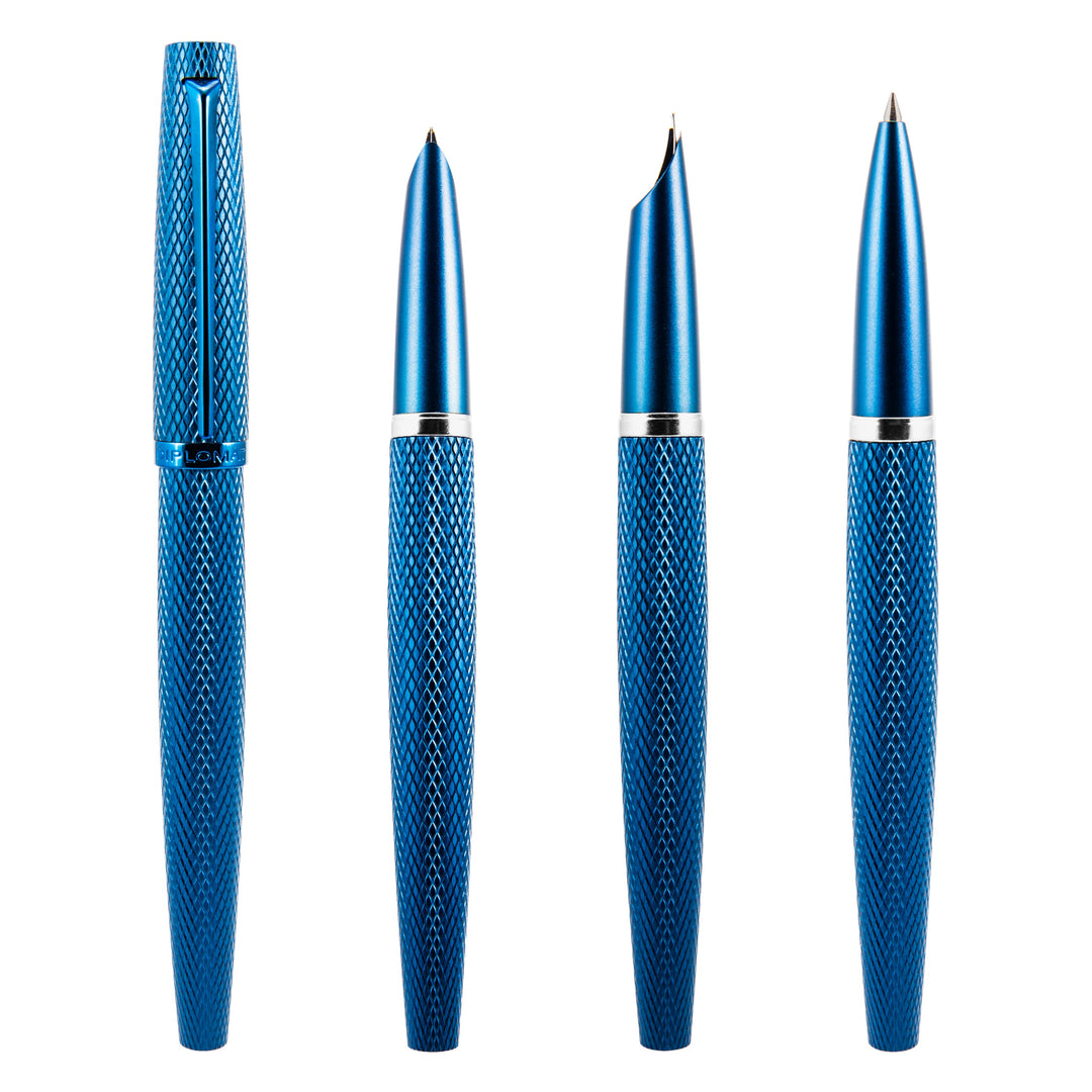 Diplomat Viper Fountain Pen - Blue Guilloche F/M