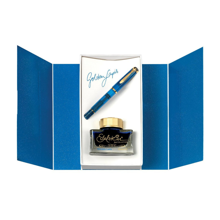 Pelikan M200 Gift Set M200 Golden Lapis Fountain Pen and Ink