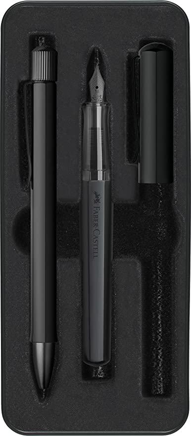 Faber-Castell Hexo Black Fountain Pen and Ballpoint Pen Gift Set