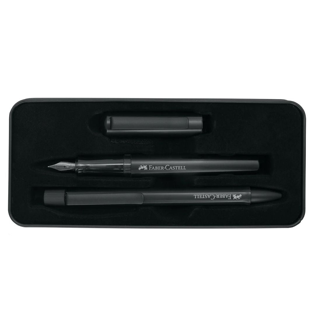 Faber-Castell Hexo Black Fountain Pen and Ballpoint Pen Gift Set