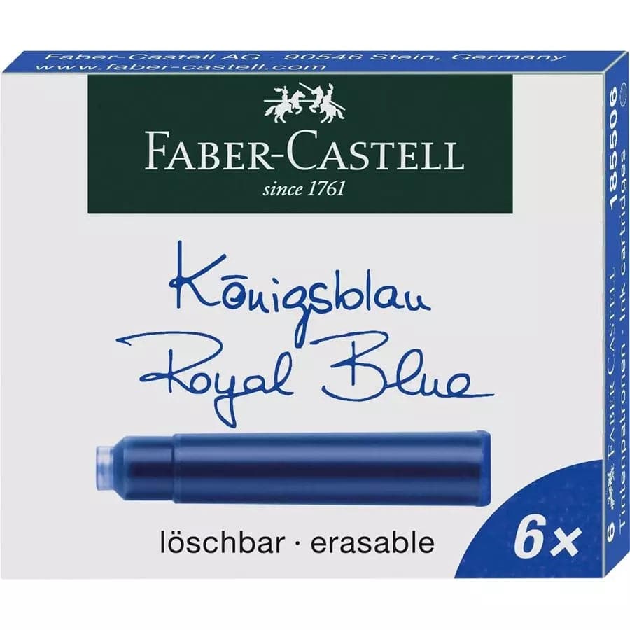 Faber-Castell Ink Cartridges Blue- Erasable (6 per Pack)