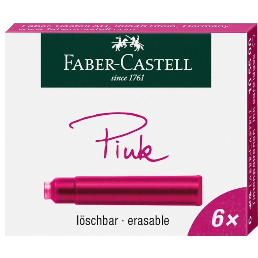 Faber-Castell Ink Cartridges Pink - Erasable (6 per Pack)