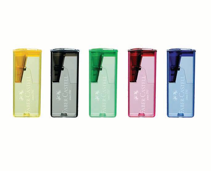 Sharpeners - Faber Castell Faber Plastic Sharpener with Waste Box - 25 Fluorescent Colours