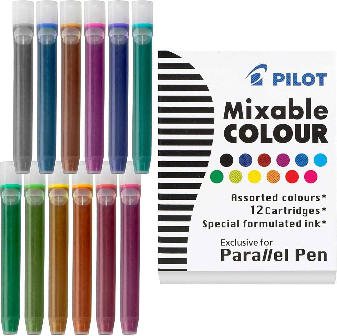 Pilot Fountain Pen Ink Cartridges 12 Assorted Mixable Colours (2022